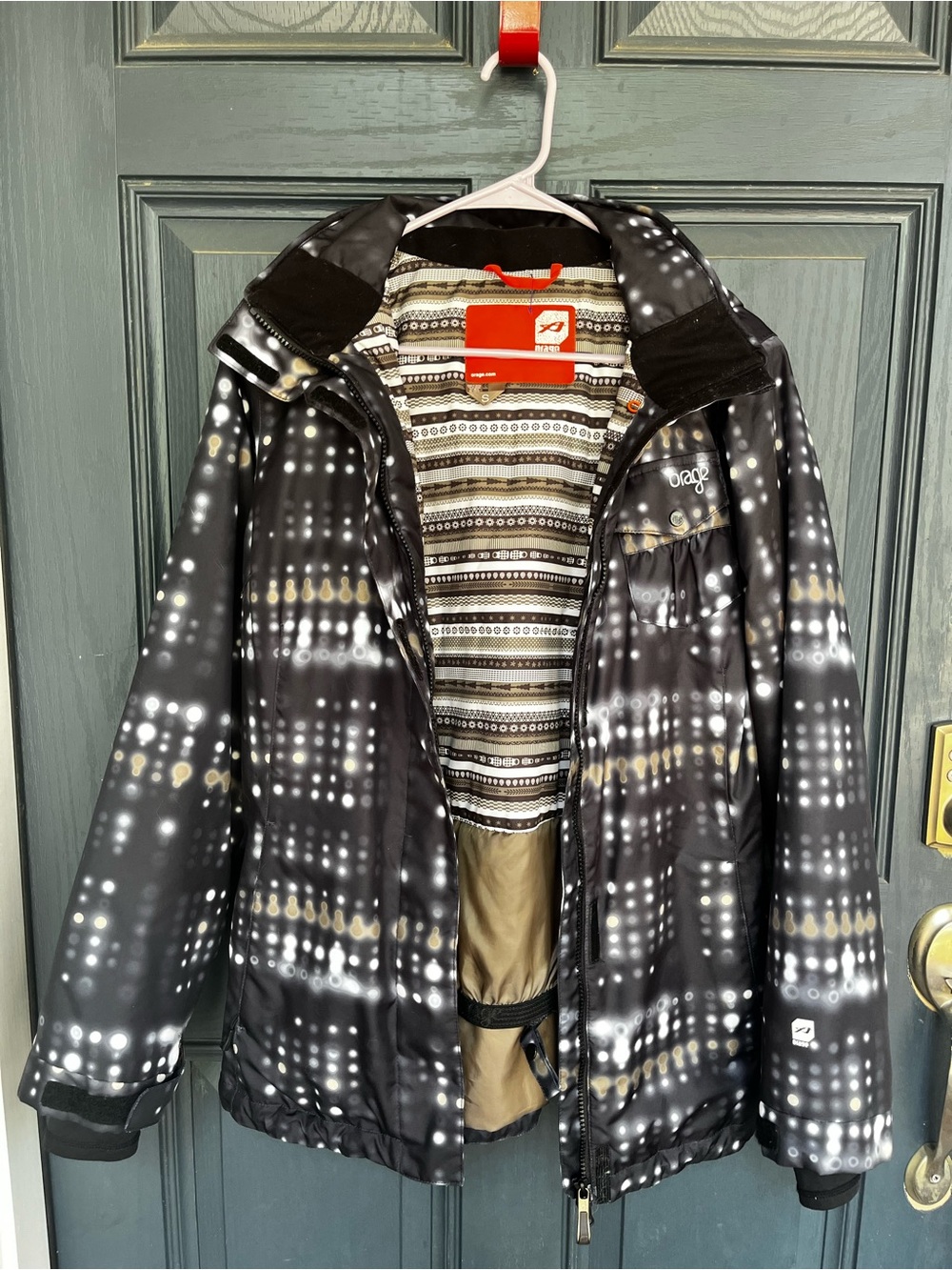 Orage Black and White Patterned Ski Jacket